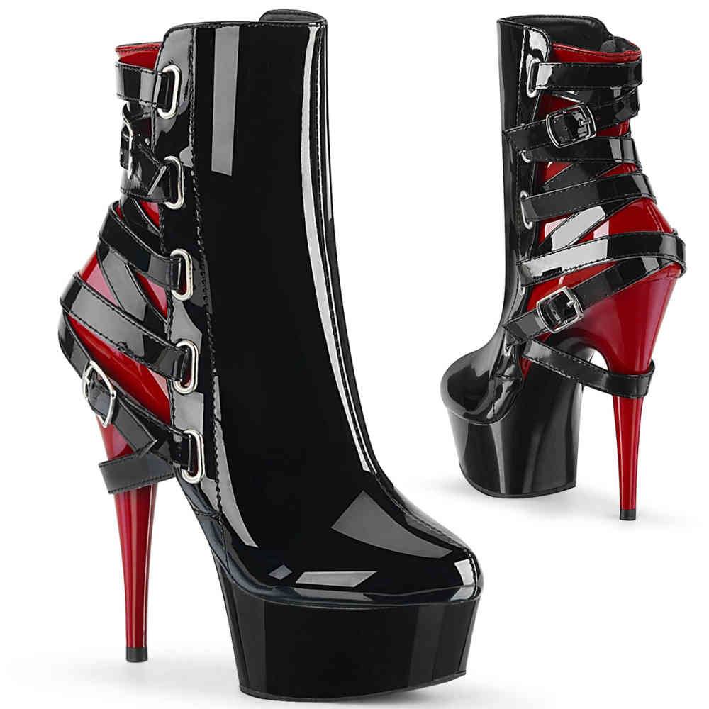 Pleaser - DELIGHT1012 Bottes de plateforme - Noir/Rouge Product image